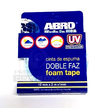 CINTA DOBLE FAZ ABRO 12MM X 2M
