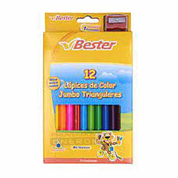 LAPIZ BESTER JUMBO TRIANGULAR 12 COLORES