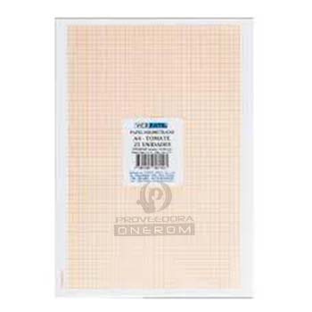 PAPEL MILIMETRADO A4 TOMATE X100