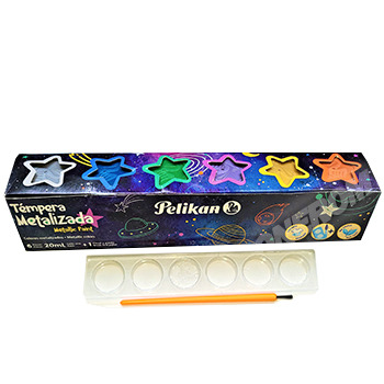 TEMPERA PELIKAN METALIZADA 6 col.+PINCEL 5995