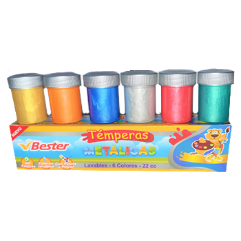 TEMPERA BESTER X 6 COLORES METALICA 22CC