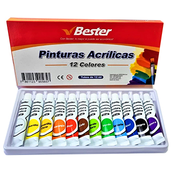 PINTURA ACRILICA BESTER 12 COLORES